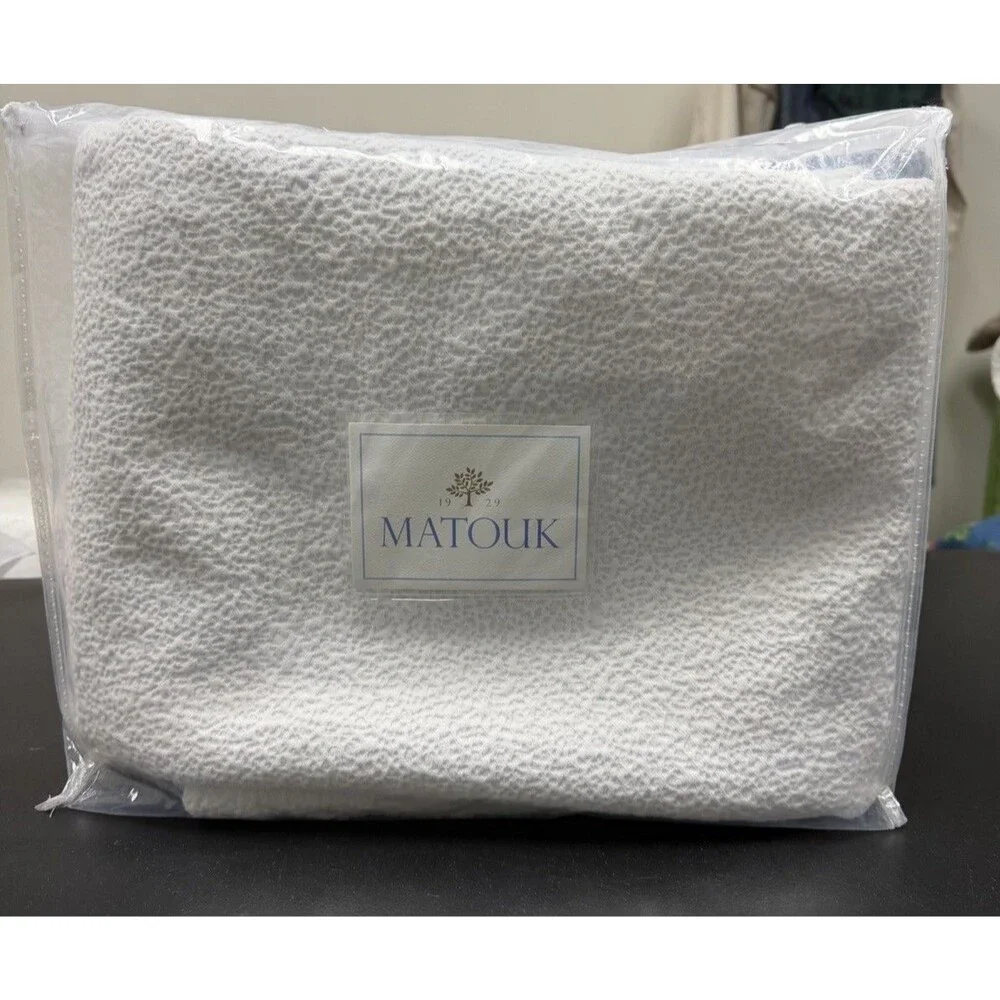 Matouk Queen Coverlet Malibu White Italy Cotton New